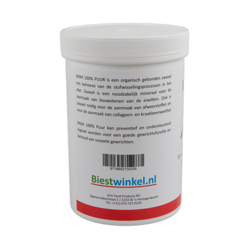 MSM 100% Puur - Voor honden en katten - Methylsulfonylmethaan - Voor soepele gewrichten